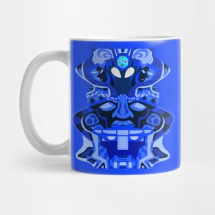 olmec alien totem with robotic mexican patterns in gemini cloth Mug